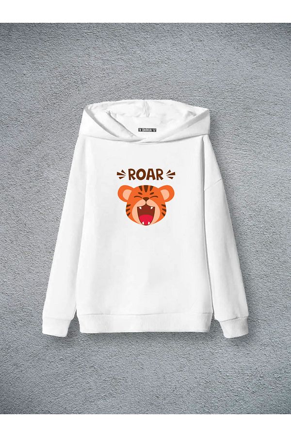 sielta-Lion Printed White Boy Girl 3 Rope Sweatshirt 1