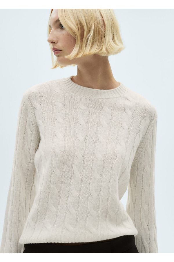 MANGO Woman-Knitted Patterned Wool Sweater 1