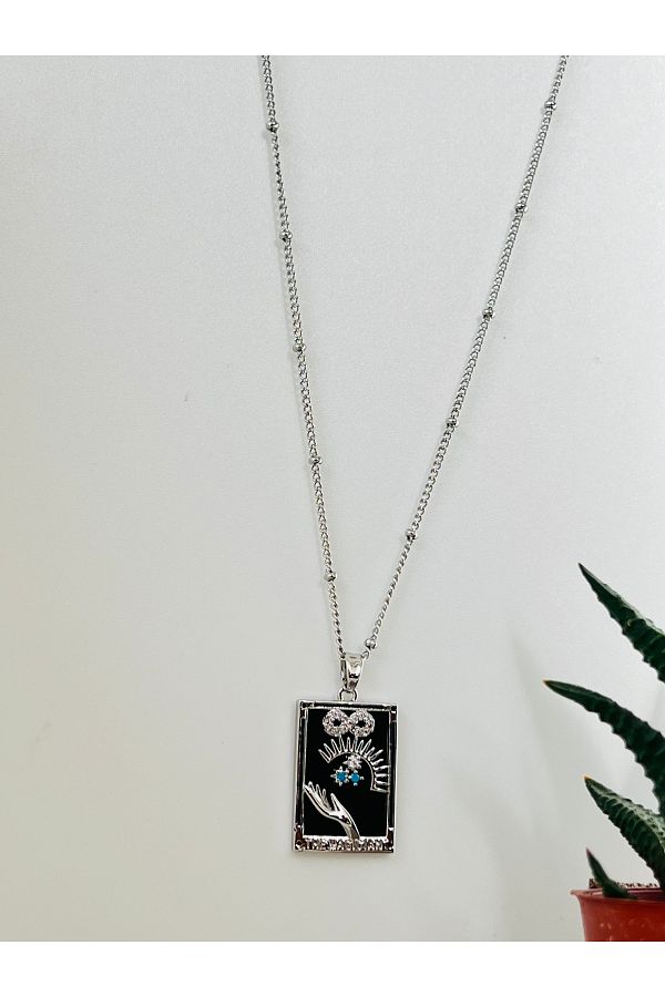 KOALA COMPANY-Steel Silver Color Miracle Tarot Card Necklace - Non-Darking No Allergy 1
