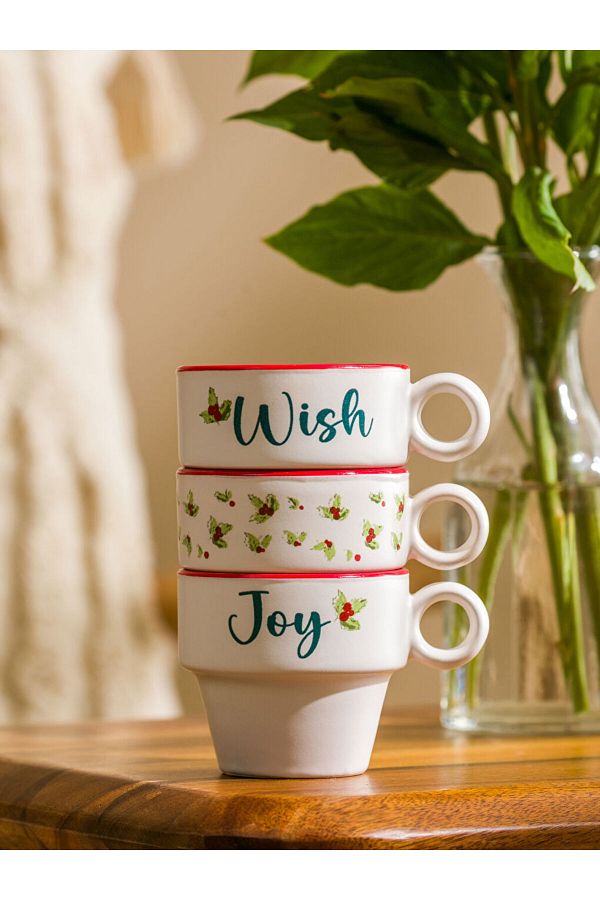 LC Waikiki-Mixed Printed Ceramic Mug Set of 3 280 ml Multi Color 1