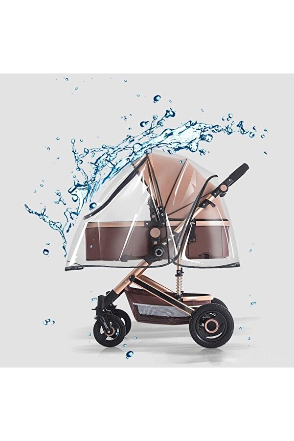 İNKOHA Bebek Arabası Yağmurluğu-Tüm Travel Ve Baston Arabalara Uygun-Fermuarlı Pencere Ve Lastikli Model