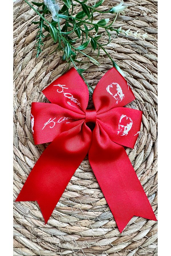 kombin takı-Ataturk and Signature Printed Red Bow Buckle with Tail 29 October Republic Day Children's Performance Buckle 1