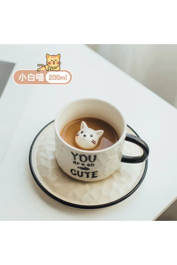 Choice-Cute kitten Ceramic cat Claw Cup Cup Bottom Animal Water cup Girl cat cup coffee three-dimensiona... 1