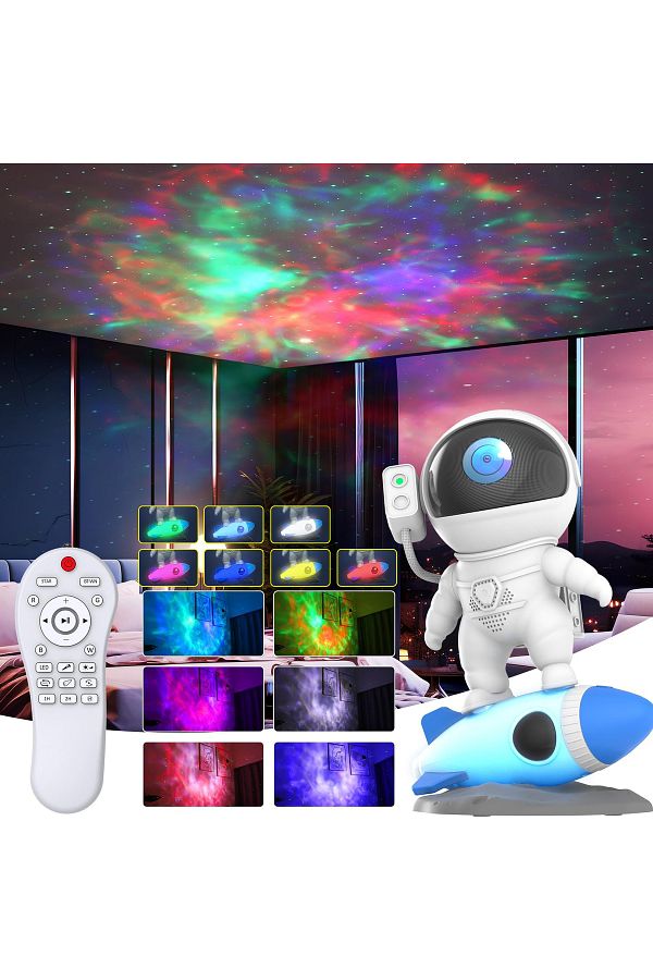JGT-Rocket Astronaut Galaxy Nebula Projector Planetarium Space Star Night Light for Bluetooth Remote ... 1