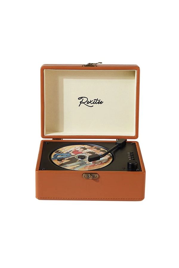Choice-Vintage Leather CD Player Two-way Bluetooth 5.0 Built-in Speaker Portable Rechargeable CD Music P... 1