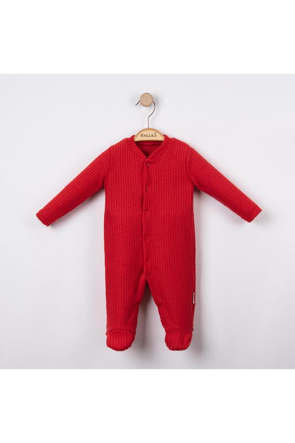 Lolons Triko Uzun Kol Patikli Bebek Tulum Kırmızı