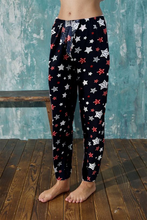BEYAZTOPTAN Women s Suede Star Black Suede Single Bottom Pyjamas Trendyol