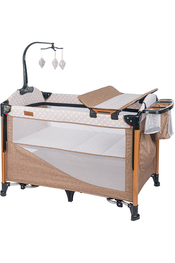 Mamma Luxury Alüminyum Anne Yanı Organizerli Dönenceli Park Yatak Beşik 70 x 110 cm.