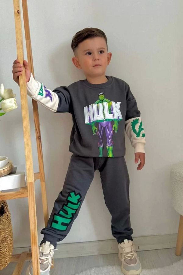 Kidmark Çocuk Modası-Hulk Printed Boy's Set - Top and Bottom Set 1