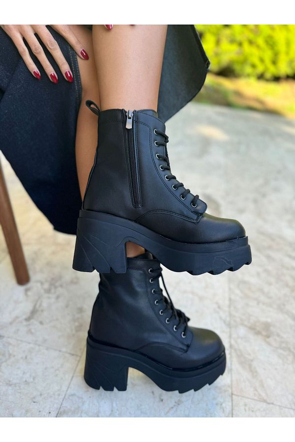 Thick black heel boots cheap