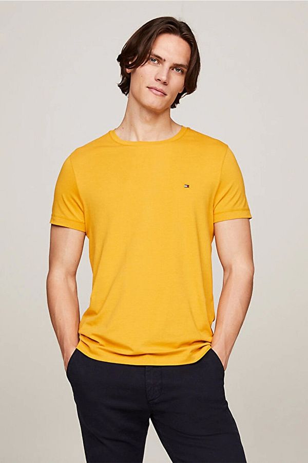 Tommy Hilfiger Men s Stretch Slim Fit Yellow T Shirt Trendyol
