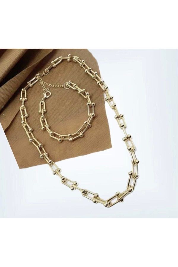 Tiffany-طقم قلادة وسوار ذهبي 1