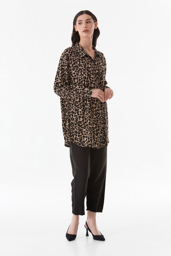 Fulla Moda-Fullamodest Leopard Pattern Large Size Palazzo Set 1
