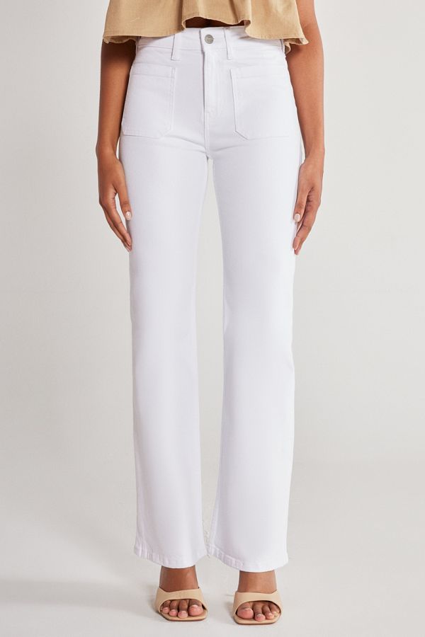 WRANGLER-Flare Fit, magas derekú, kiszélesedő lábú, törtfehér, rugalmas nadrág 1