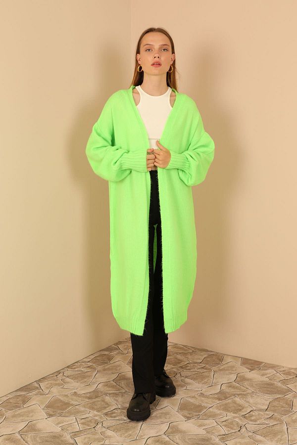 Neon green long cardigan hot sale