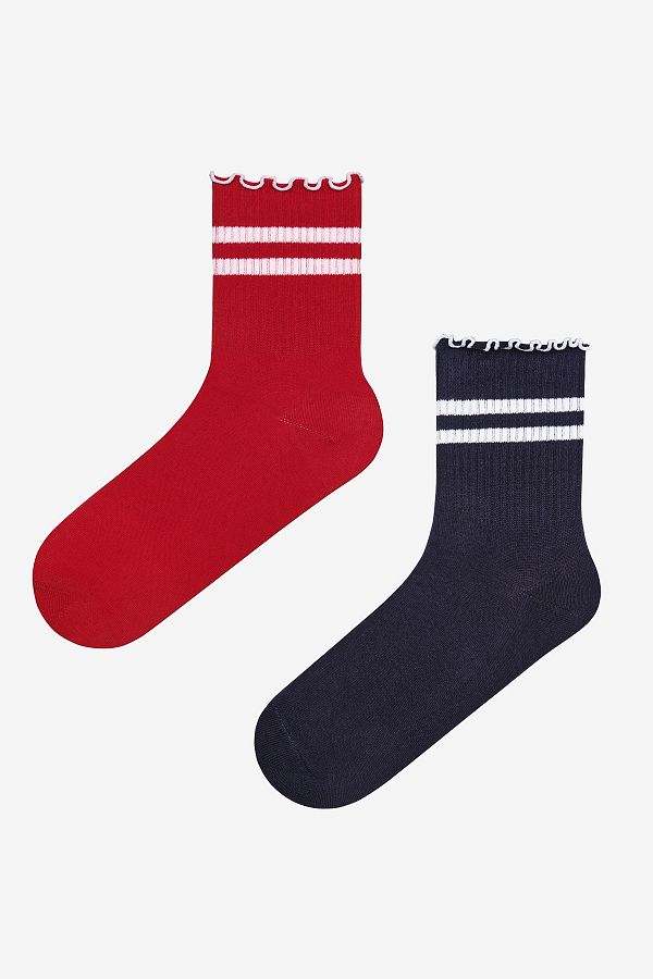 Penti-Frill Stripe 2-Piece Red Navy Blue Socks 1