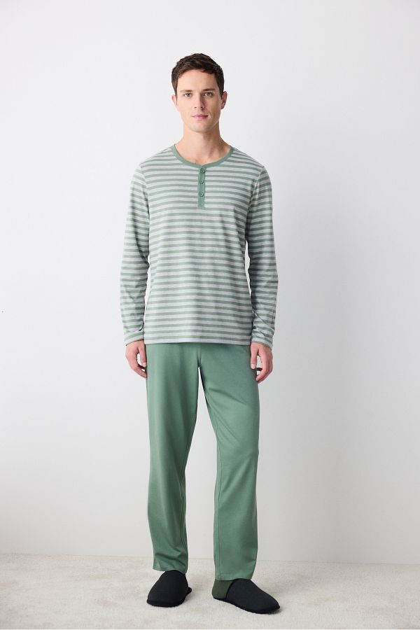 Penti-Green Stripe Green Trousers Pajama Set 1