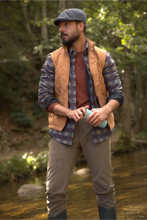 Mcr-Quilted Camel Color Slim Fit Judge Collar Men's Vest 1
