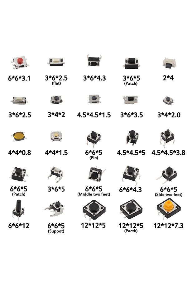 Choice-125Pcs 25Types/lot Micro Switch Push Button Tact Switches Reset Mini Leaf Switch SMD DIP 2*4 3*6 ... 1