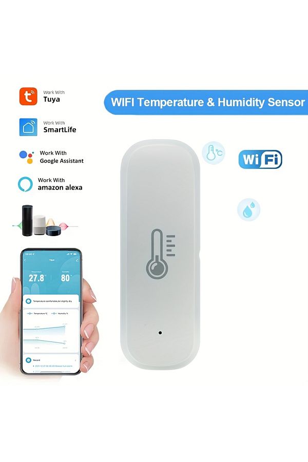 Choice-Tuya WiFi Temperature Humidity Sensor Home Connected Thermometer Compatible With Smart Life Alexa... 1