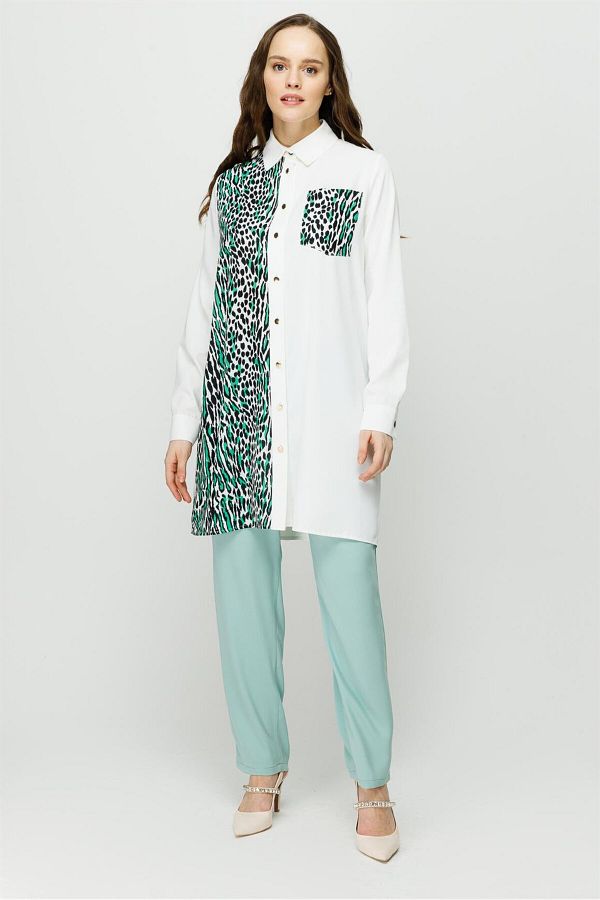 Esswaap-Tunica eleganta cu imprimeu leopard verde 1