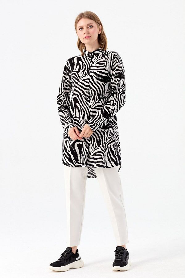 Esswaap-Ecru Tunic - Zebra Pattern 1