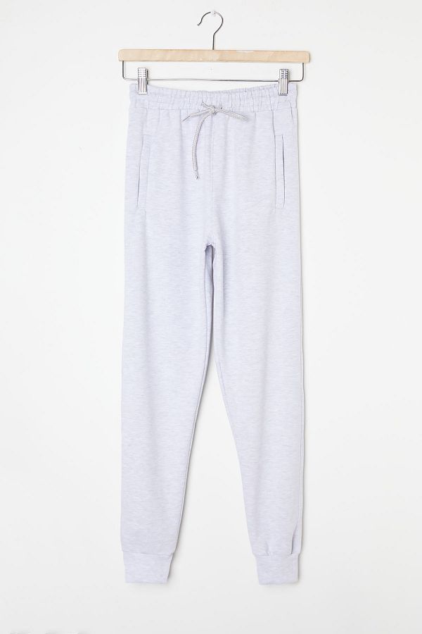 Cansın Mini-Pantaloni de trening gri pentru fete cu fermoar - talie elastică, buzunar școlar 16270 1
