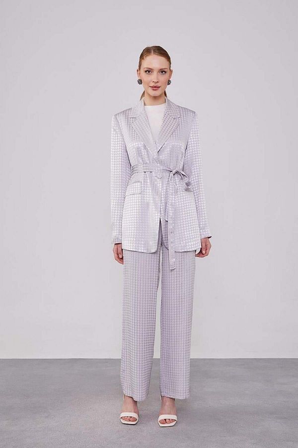 Levidor-Gray Houndstooth Patterned Set - Jacket and Jeans 1