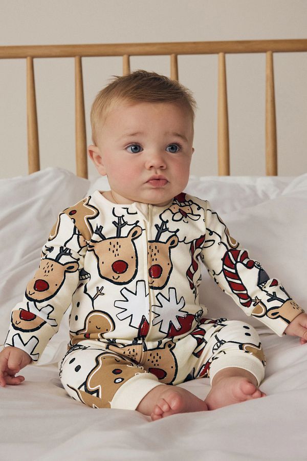 Next Baby 100 Organic Cotton Character Patterned New Year s Jumpsuit Alyn77785 Trendyol