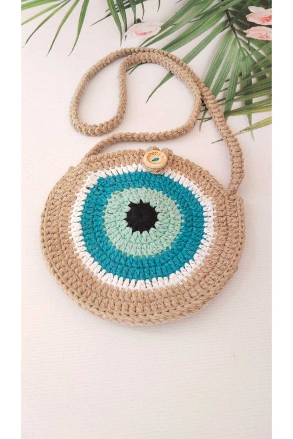 Kad n Giri imciler Atolyesi Evil Eye Bead Model Crochet Amulet Bag for Kids 100 Algodon Bag Trendyol