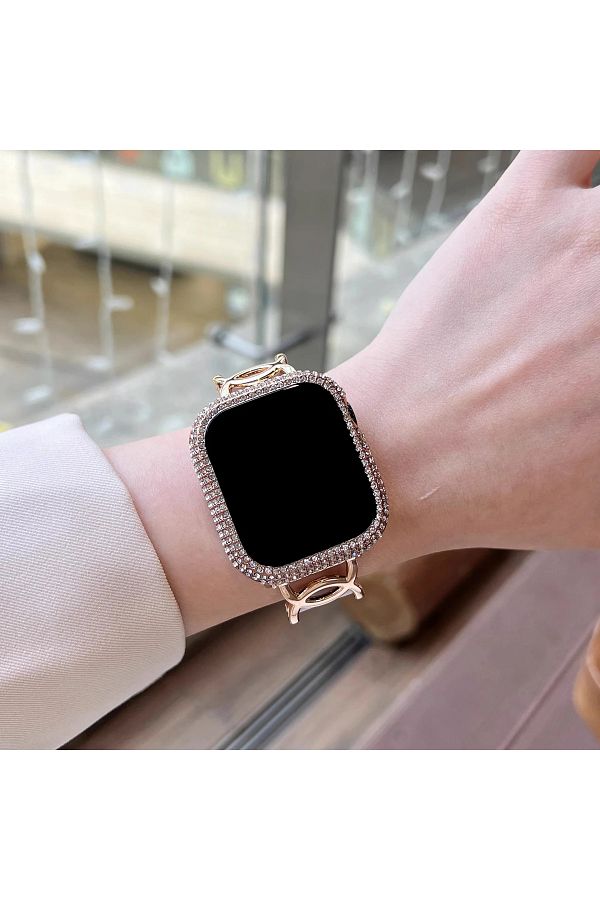 Choice 1pc Rhinestone Decor Tempered Glass Screen Protector Watch Case For Apple Watch 38 40 41 42 44 45. Trendyol
