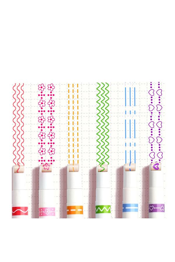 Choice-S-7008a-6 6pcs/set Kawaii Flower Line Shape Highlighter Pen Roller Tip Curve Liner Marker Stationery 1