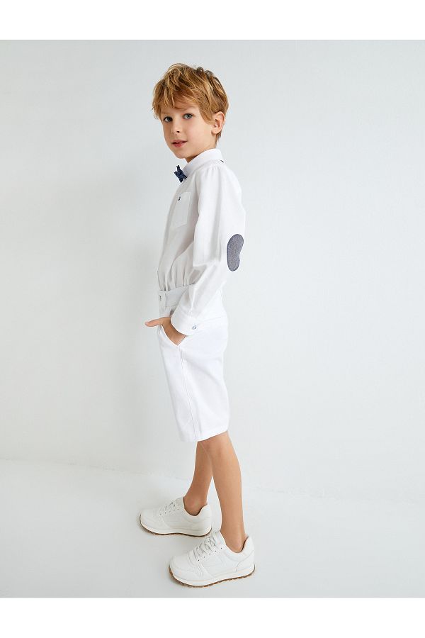 Koton-Long Sleeve Bow Tie Shirt - Pocket Detail 1