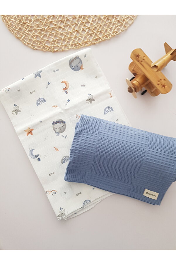 ib ilkimbebe Dolunay Müslin Pike 2li Bebek Battaniye