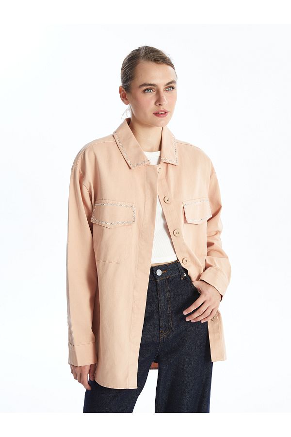 LC Waikiki-Plain Long Sleeve Oversize Women's Shirt Jacket 1