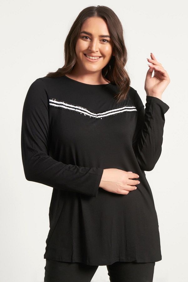 MYLİNE-Sequin Striped Blouse 1