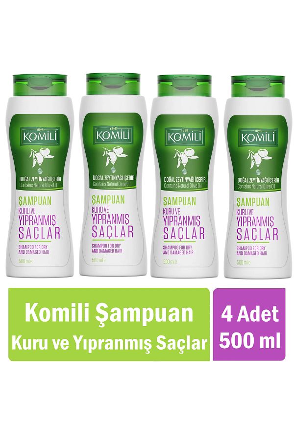 Komili-Vegan Basic Care Shampoo for Dry and Damaged Hair 500 ml X 4 Pieces 1