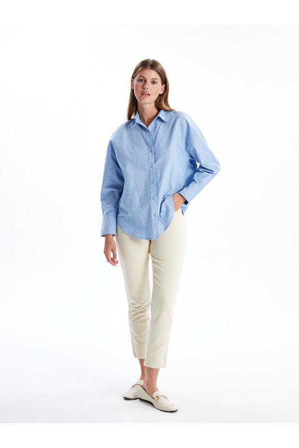 LC Waikiki Poplin Fabric - Striped Long Sleeve Women's Shirt