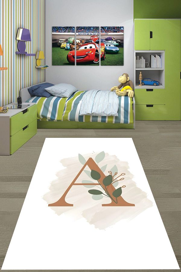 on the clouds-Bohemian Scandinavian Style - Washable Non-Slip Based Flower Patterned Children's Room Carpet 1