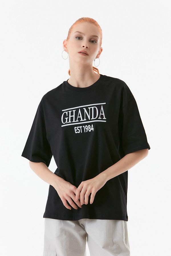 Fullamoda Crew Neck Ghanda Embroidered T Shirt Trendyol