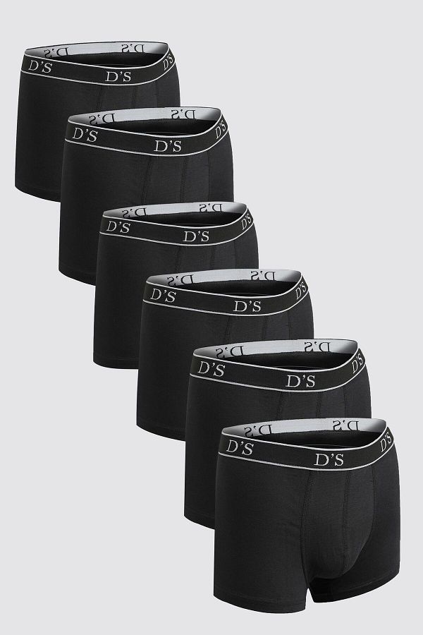 D'S Damat-Damat BLack Boxer Set of 6 - ELastic Waist, Lycra and StretchabLe 1