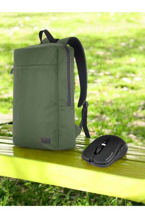 Classone-Mila Pr-Ek107 15.6' Waterproof Fabric - Zippered Notebook Backpack and Wireless Mouse 1