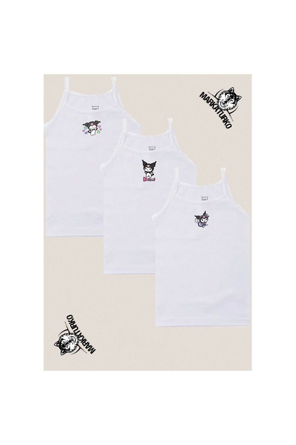 MarkaTurko-Asi&Cute Special Design Printed Passion Girl's Rope Strap Undershirt 3 Pack 1