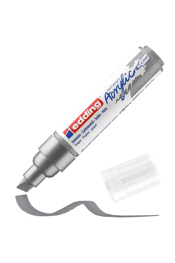 Edding-Eddıng 5000 No:923 Acrylic Pen Thick Tip 5-10mm Cut Point Silver 1