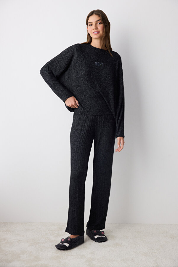 Penti طقم بيجامة بنطلون أسود ليلي- ترينديول