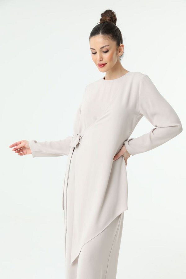 Puane-Cyln12444 Point Crepe Fabric Covered Tesetury Jumpsuit 1