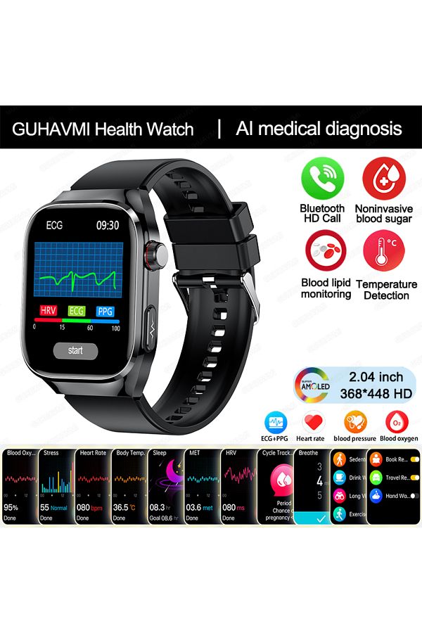 Choice-Blood Sugar ECG+PPG Smart Watch Men Women Blood Fat Uric acid BP Body Health inspect Bluetoothcal... 1