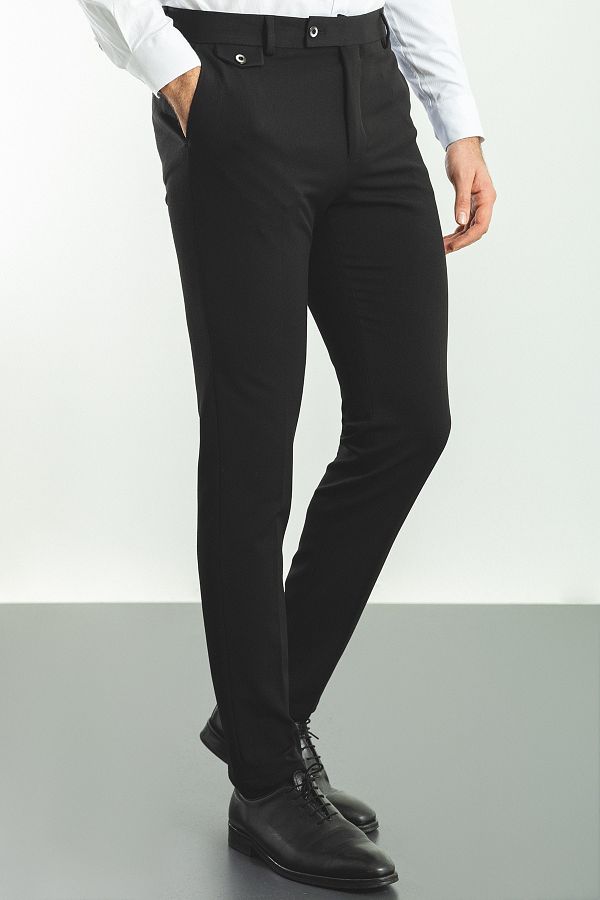 Mcr-Ανδρικό παντελόνι Straight Slim Fit Classic Μαύρο - 38988.21k 1