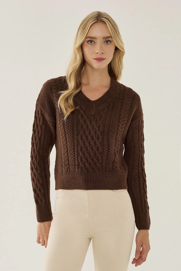 Hiccup Sweater Brown Relaxed fit Trendyol