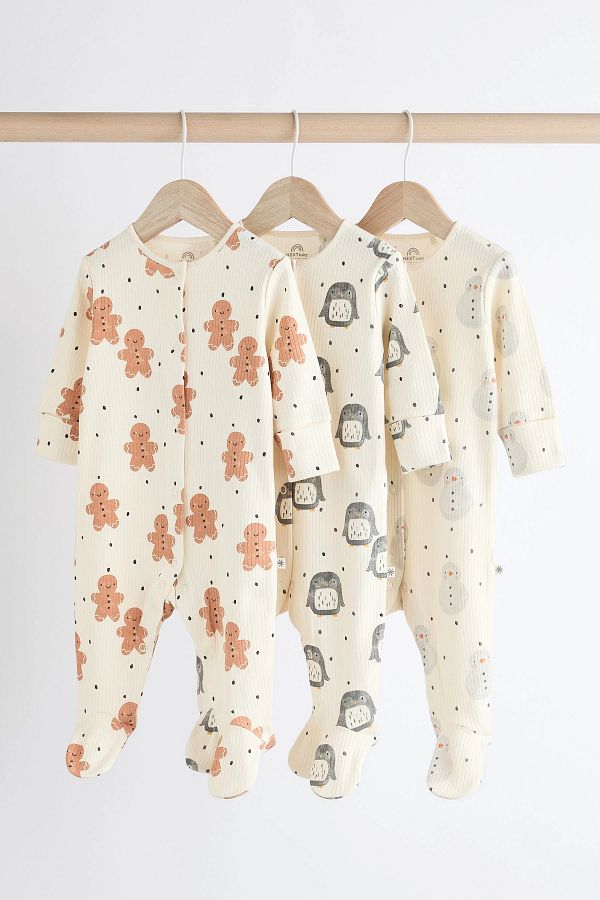 Next Baby Snowman Patterned 3 Piece Jumpsuit Set Trendyol
